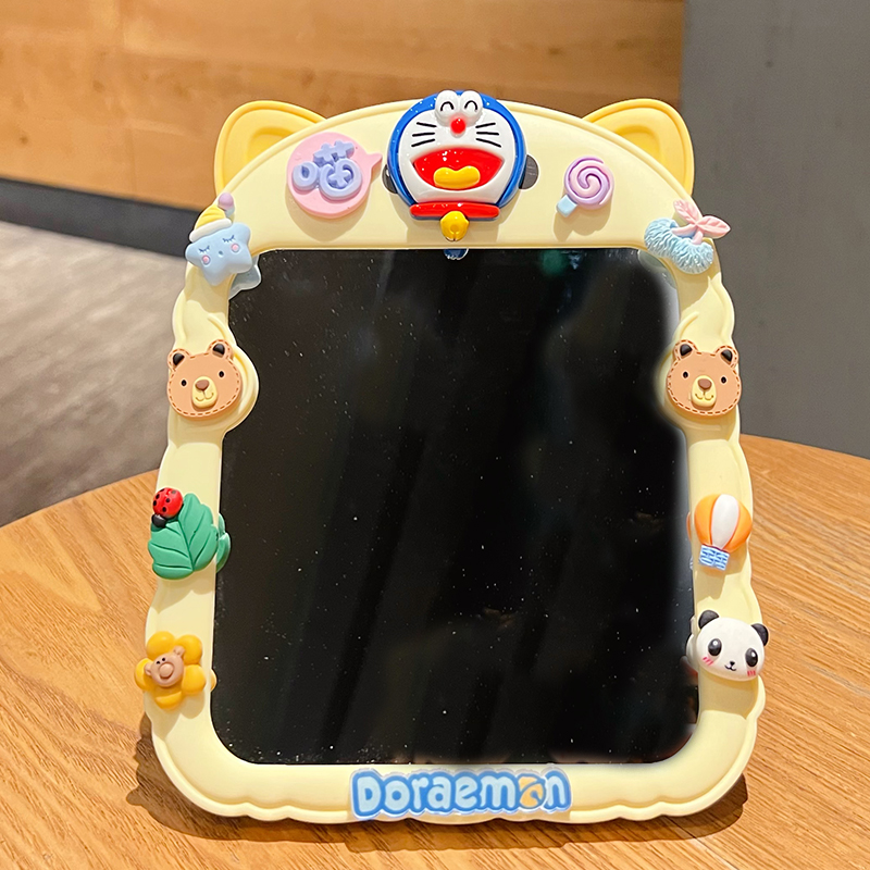 卡通可爱2023新款桌面化妆镜平板带支架镜子公主镜女生宿舍梳妆镜