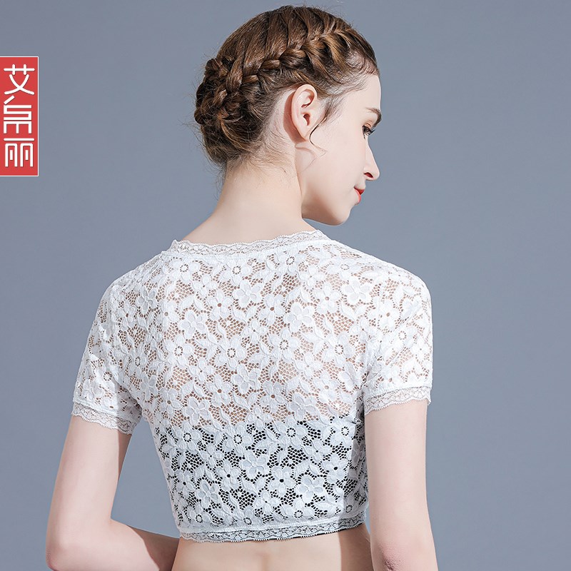 白色短款蕾丝打底衫女 夏季新款吊带裙内搭t恤女短袖薄款罩衫纱衣