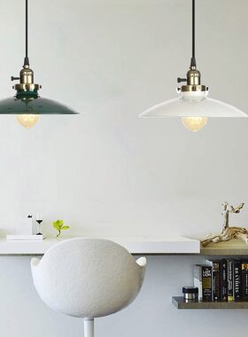 餐厅书房个性美式乡村铁艺多色复古灯具 带开关 简约单头装饰吊灯