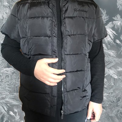 爸爸装冬季护肩马夹中老年男女通用短袖棉马甲保暖加厚大码棉背心