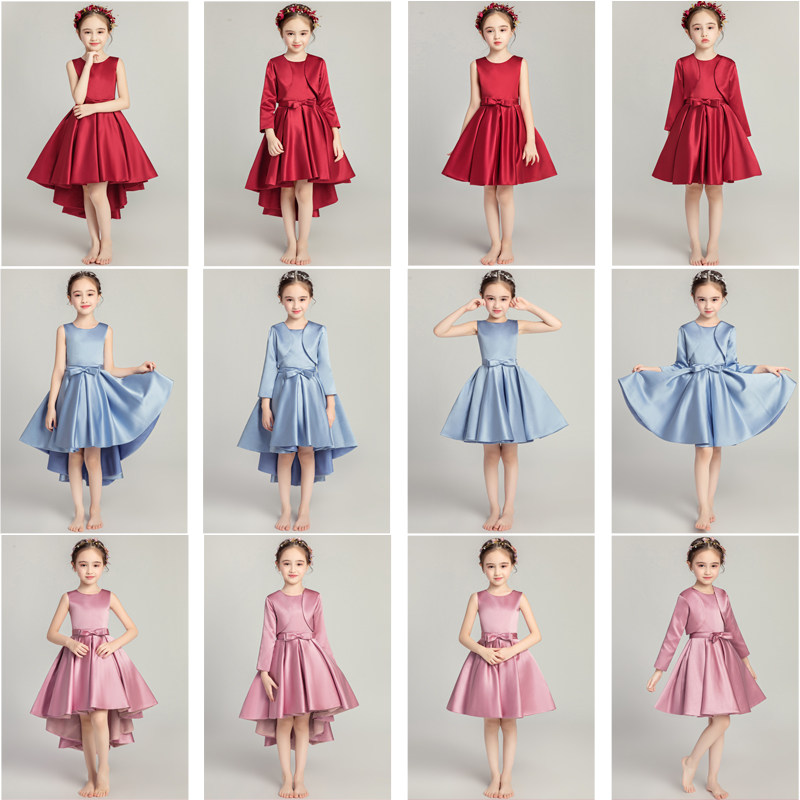 儿童公主裙女童晚礼服长袖小女孩花童主持人钢琴演出服结婚洋气秋