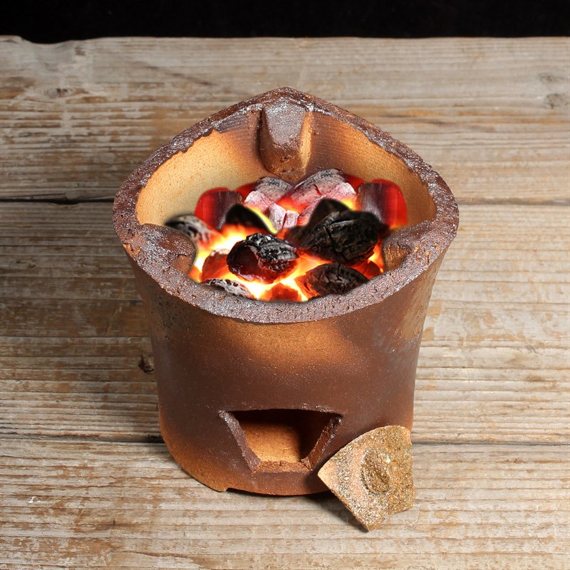 炭炉煮茶壶迷你小号茶炉功夫茶具粗陶侧把烧水壶白泥日式陶瓷火炉