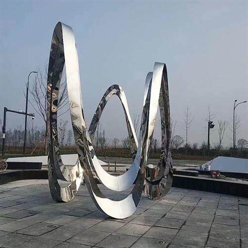 不锈钢现代城市雕塑金铁艺大型创意镜面水滴假山户外景观艺术