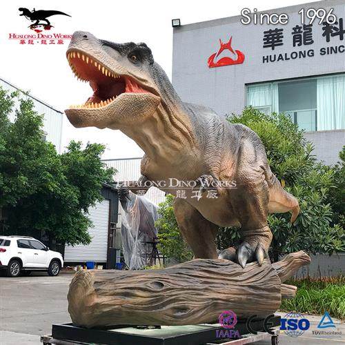 仿真恐龙生产厂家轨道滑行霸王龙霸王龙踩树桩模型机电互动