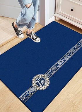 蓝色入户门地垫喜庆地毯防滑卧室玄关门口脚垫新中式红色门垫进门