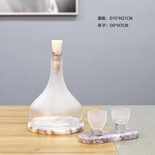 厂促现代简约间i大理石玻璃酒具水酒杯壶套装别墅样板柜茶几售摆
