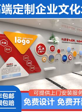 企业文化墙定制设计创意公司Logo墙装饰员工团队风采立体壁贴制作