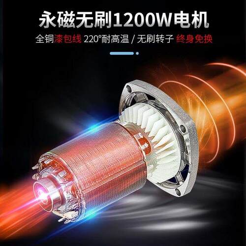 无刷角磨机220v大功q率1200W调速多功能静音角磨机工业打磨切割机
