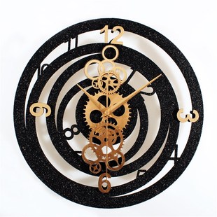 工业风复古齿轮钟表壁饰创意家居客厅墙面装 时钟 饰酒吧壁挂个性