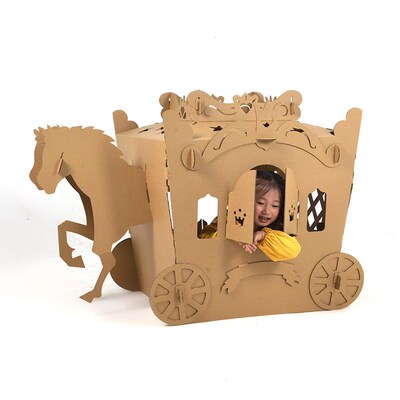 儿童拼装涂色大号纸壳纸板马车玩A具 幼儿园手工diy表演服纸板模