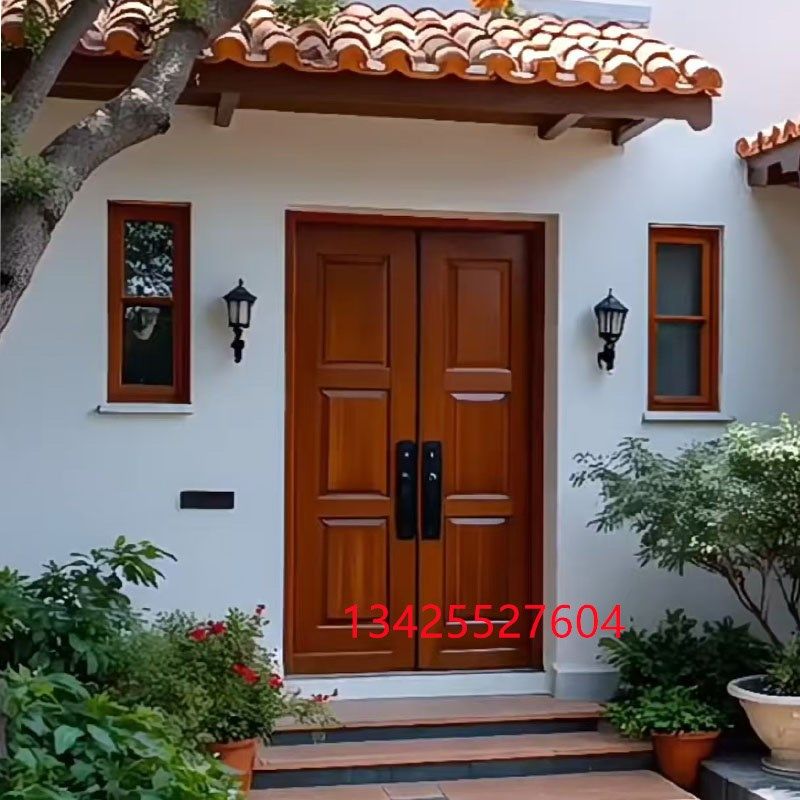 中式实木入户大门菠萝格入户门别墅庭院K大门民宿进户门农村对开
