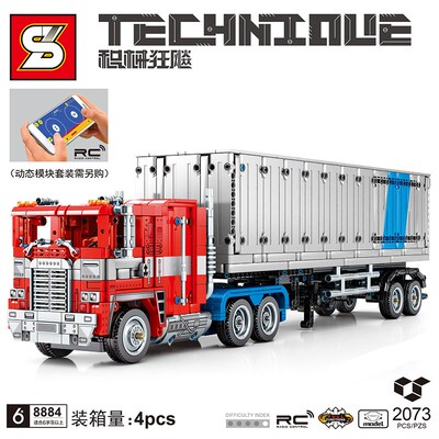 加致8884科技机械擎天拖头电动遥控货车M拼装模型颗粒积木玩具男