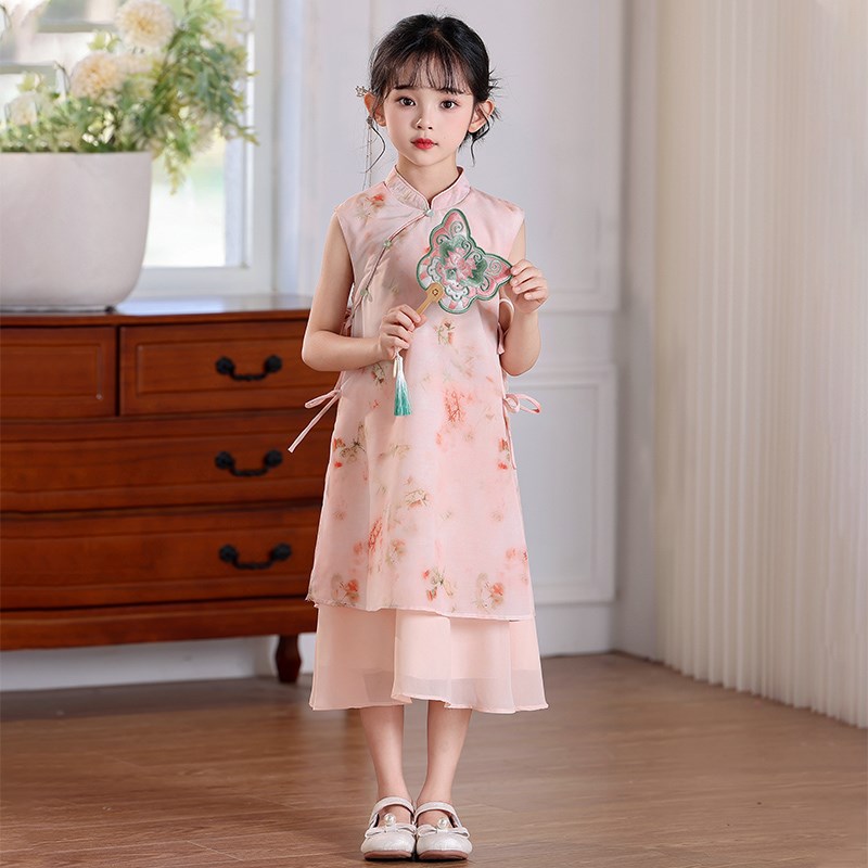 女童旗袍夏季2025新款儿童汉服国风新中式女孩日常可穿改良连衣裙图片