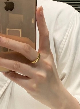 时髦精可水洗戒指不规则波纹曲面时尚厚壁粗款时尚个性大气简约女