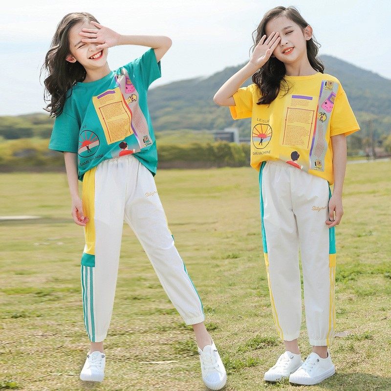 女童装夏装网红套装2021年新款洋气8中童9大童12岁女孩13夏天衣服