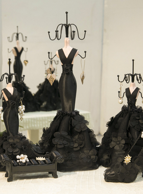 黑色首饰架公主婚纱饰品收纳架梳妆台摆件首饰展示架生日礼物女生