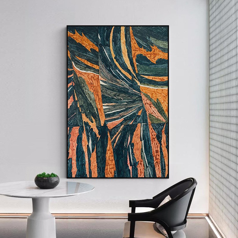 正对门入户玄关装饰画抽象v艺术客厅背景挂画走廊过道楼梯间晶瓷图片