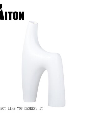 现代北欧极简抽象样板间白色花器摆件餐厅客厅玄关台面装饰花瓶