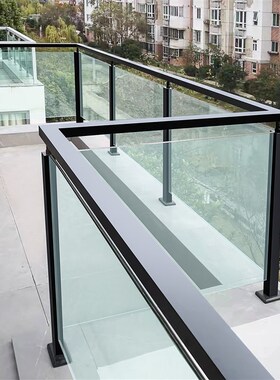 玻璃护栏现代内卡槽阳台室内家用不锈钢楼梯扶手玻璃栏杆立柱