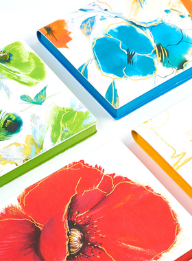 bowen博文25906/36906创意国画水墨花时尚笔记本PU皮面商务印花朵