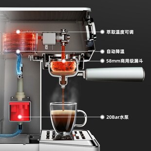突尼E家用咖啡机小型意式浓缩咖啡一体机全半自动蒸汽打奶泡礼品