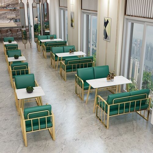 休闲双人沙发奶茶店咖啡厅甜品店酒吧卡座桌椅组合北欧铁艺后现代