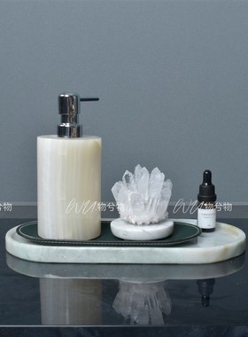 WU 物兮物 淡雅绿色卫浴托盘组合样板房售楼处卫生间台面软装饰品