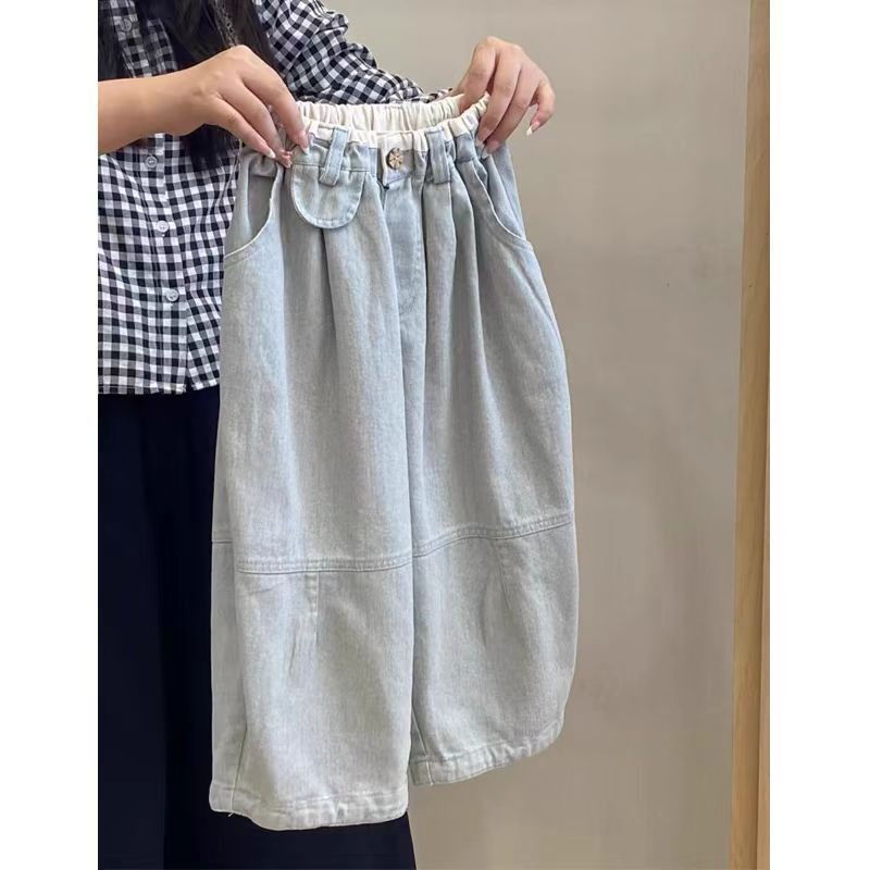 韩系童装春夏男女童新款洋气时髦儿童牛仔裤潮童休闲百搭阔腿长裤