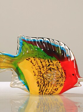 琉璃热带鱼动物招财摆件轻奢客厅样板房玄关桌面装饰年年有余送礼