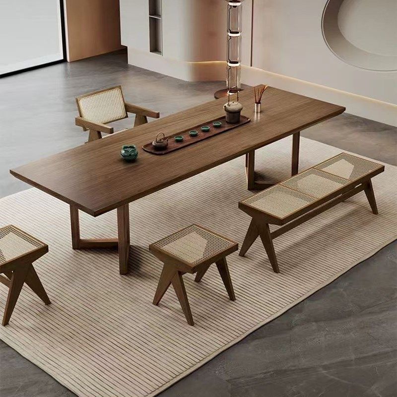 实木茶桌新中式胡桃木泡茶桌子创意办公室家用接待会客茶台大板桌