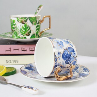 创意小奢华i陶瓷咖啡杯碟套装下午茶具骨瓷咖啡具一杯一碟一勺