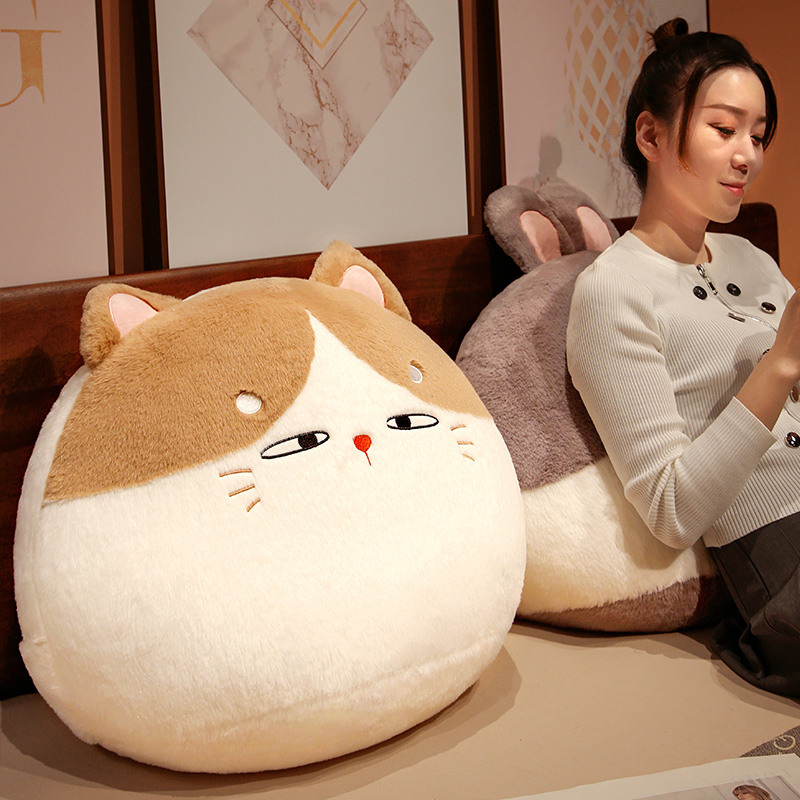 可爱猫咪圆形f抱枕靠枕沙发床头软包靠垫床上大靠背垫客厅宿舍儿