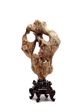 腾云太湖石(918264)茶室书房雅石赏石送定制黑檀木底座