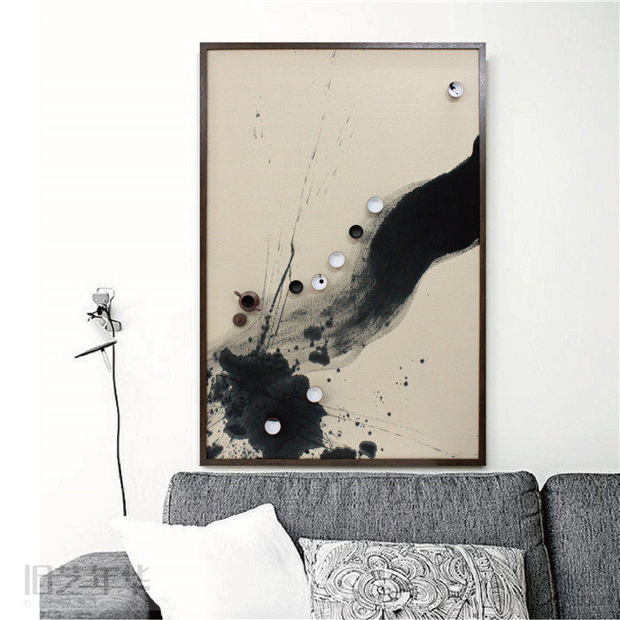 现代中国风客厅书房酒店水墨茶艺创意画立体手工实物装饰工艺挂画