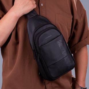 男士多功能胸前包帆布大容量手机包户外运动休闲小斜挎包2024新款
