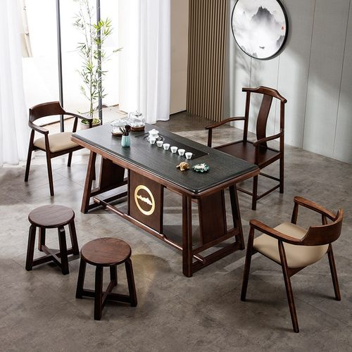 茶桌椅组合新中式家用实木现代简约茶室办公室轻奢1米6喝茶泡茶桌