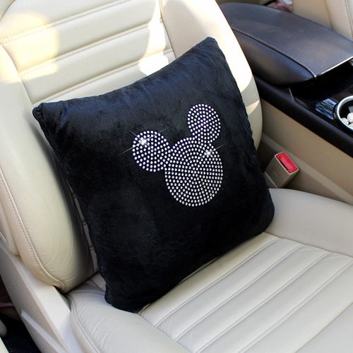 镶钻车载抱枕被子两用冬季毛绒抱枕汽车用品空调被车载车内车枕