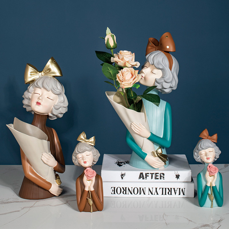 捧花女孩摆件抱花家居装饰品北欧轻奢客厅电视柜泡泡女生日礼物,家居饰品,装饰摆件,淘宝优惠券,粉丝福利购,淘宝优惠卷