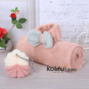 菠萝格浴巾瑚绒长毛洗脸擦头毛巾 加厚不掉色吸水毛巾浴巾三件套