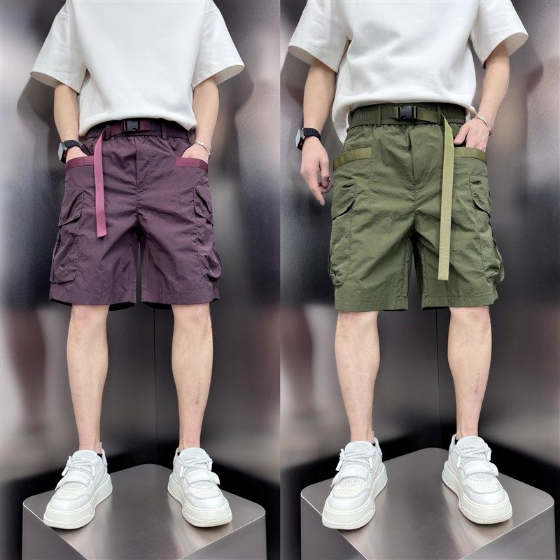 2025夏季新款工装短裤户外速干运动五分裤宽松直筒腰带设计沙滩裤,男装,短裤,淘宝优惠券,粉丝福利购,淘宝优惠卷