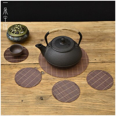 竹子圆形杯垫 圆圈竹杯垫 品茗杯垫 铁壶垫 圆形隔热垫 一朵尘埃