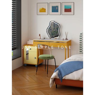 JSD简色调床头柜一体梳妆台小户型卧室化妆桌梳妆柜收纳柜可定制