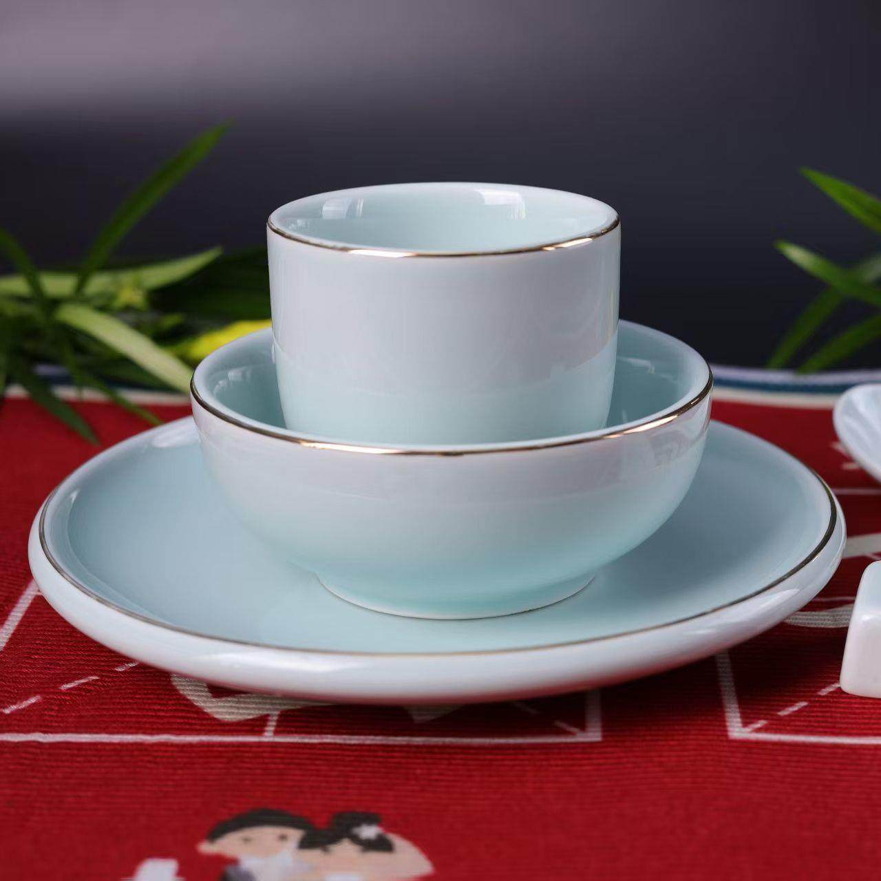 影青瓷中式家用米饭碗陶瓷碗汤面碗简约加厚防烫釉下彩餐具可定制