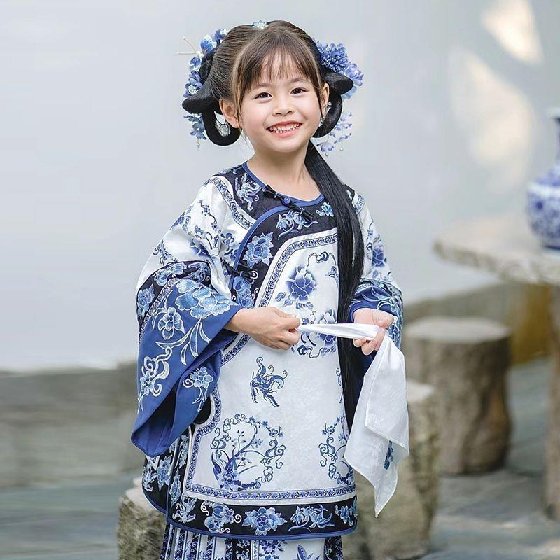 清代风格宫廷风格晚清汉代女孩古风青花瓷女孩Mamian裙套2025新风