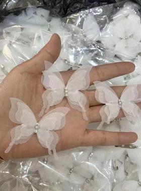 蕾丝窗帘蝴蝶自带别针新款三层薄纱diy辅料装饰小清新仙女蝴蝶结