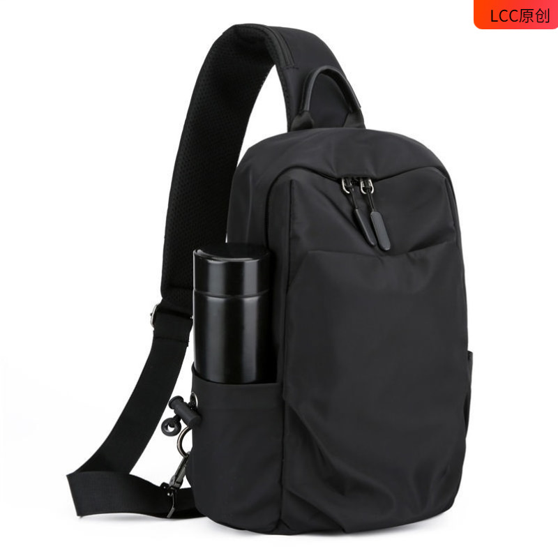 胸包男大容e量斜挎包单肩包休闲胸前水杯包防水牛津布潮流小背包