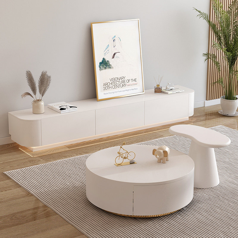 茶几电视柜组合现代简约轻奢小户型落地奶油风客厅2022新款白地柜,住宅家具,电视柜,淘宝优惠券,粉丝福利购,淘宝优惠卷