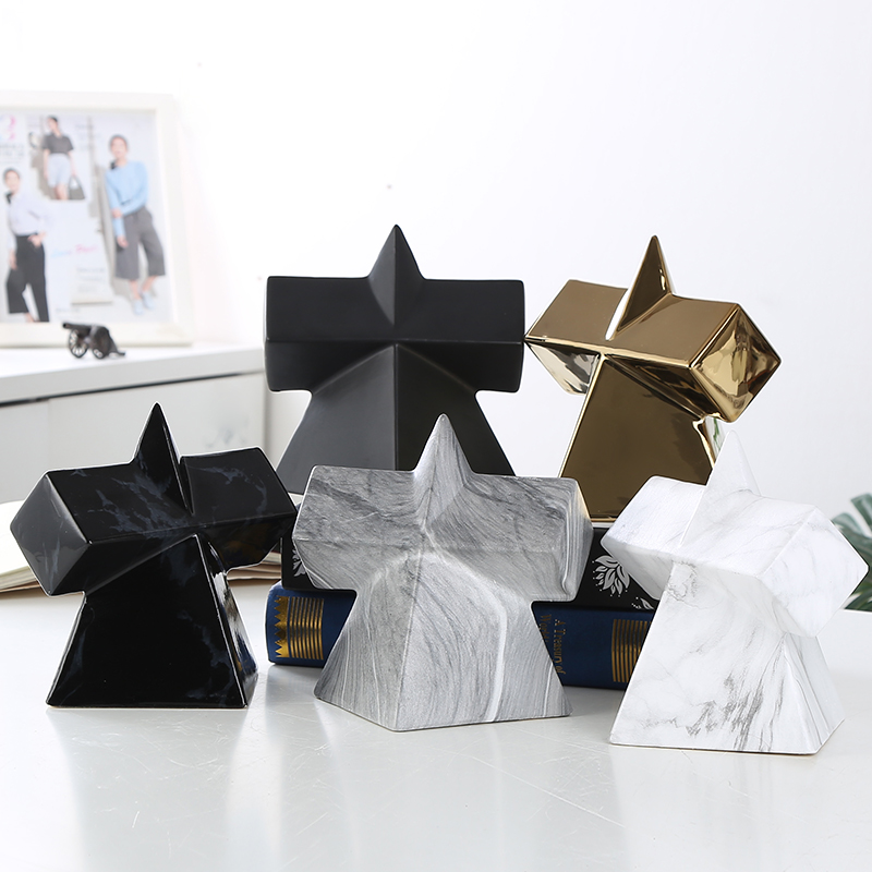 北欧几何锥造型创意不规则陶瓷抽象摆件家居软装样板间工艺装饰品