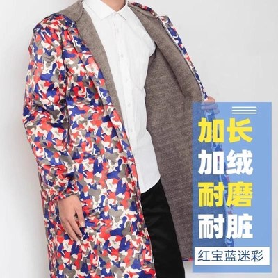 加绒加厚罩衣成人冬季外穿厨x房围裙防水耐磨四川省服男款女工作