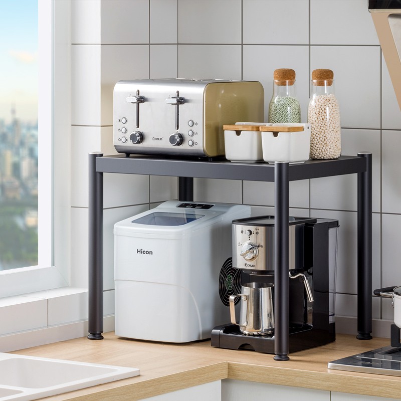 不锈钢多功能厨j房置物架微波炉收纳架台面一层储物架家用烤箱架